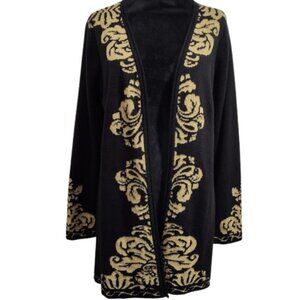 Fever Sparkle Gold and Black Long Sleeve Cardigan Women's Medium